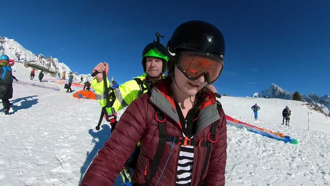 Chamonix winter paragliding
