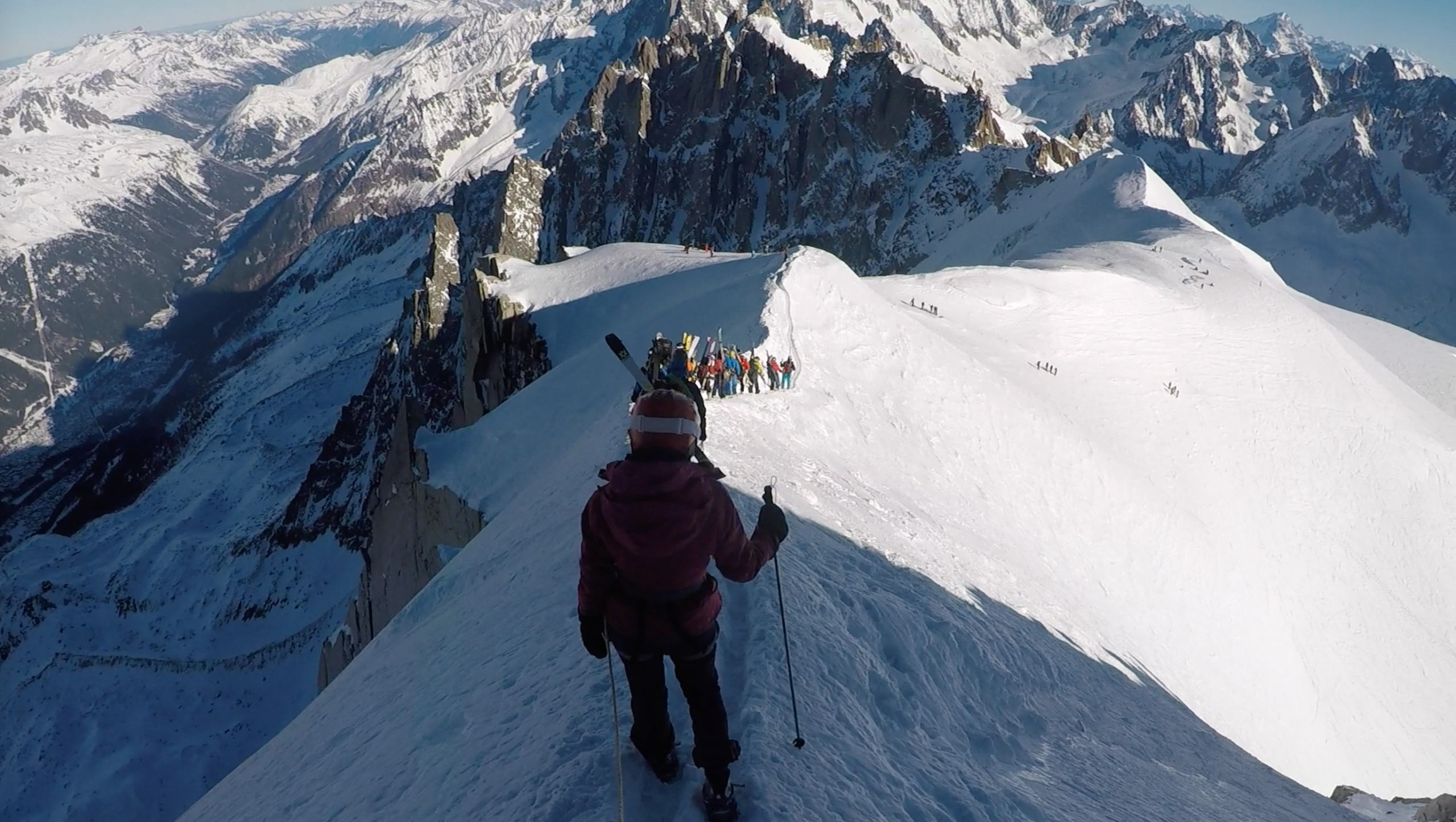 Flying the Vallee Blanche from Aiguille du Midi.